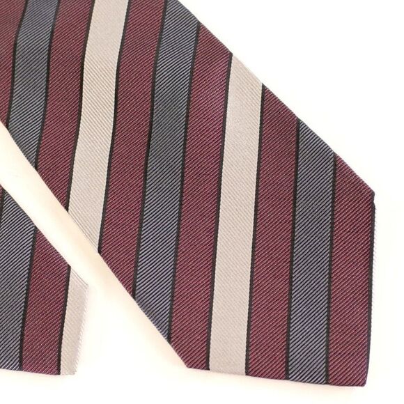 Giorgio Armani Purple Gray Tan Striped Woven Wide Silk Tie - Picture 1 of 7